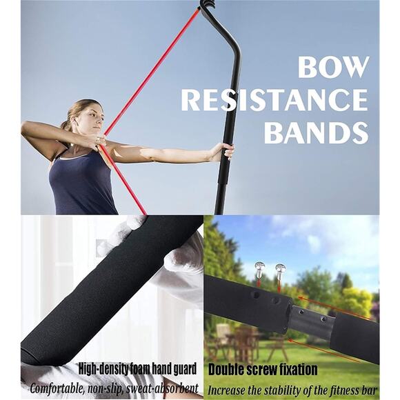Fitness Bow Resistance Band System Portable Upper Body Training Kit with 4 Bands - Picture 6 of 7